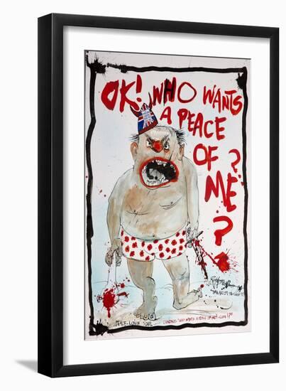 British Politics 2010s, Ok! Who wants a peace of me?, 2014 (drawing)-Ralph Steadman-Framed Giclee Print