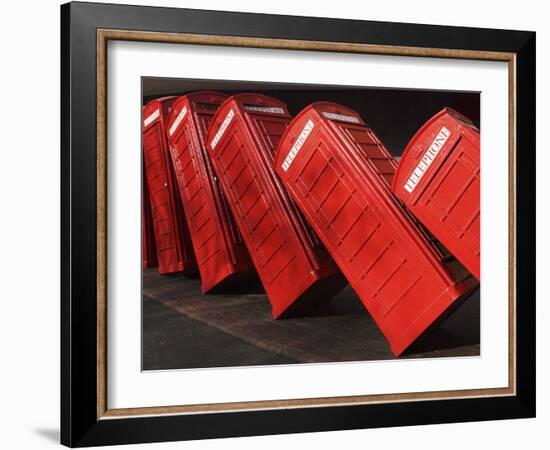 British Red K2 Telephone Boxes, David Mach's Out of Order Sculpture, at Kingston-Upon-Thames, a Sub-Stuart Forster-Framed Photographic Print