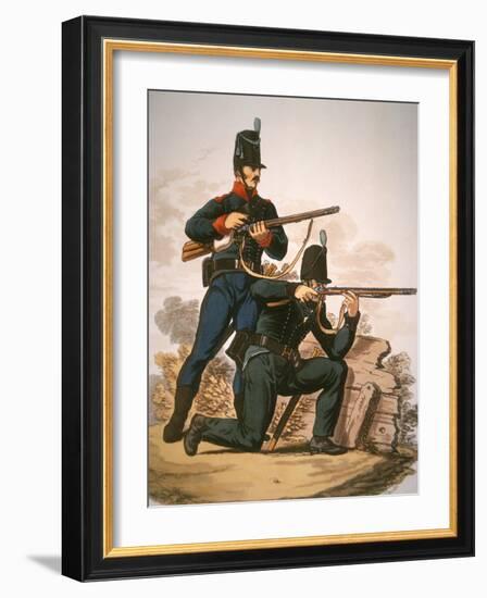 British Riflemen, 1813 (Colour Litho)-English-Framed Giclee Print