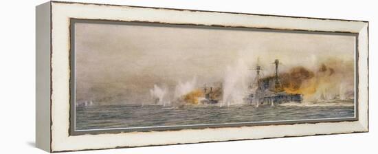 British Ships "Defence" and "Warrior" in Action at the Battle of Jutland-William Lionel Wyllie-Framed Premier Image Canvas