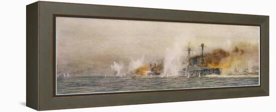 British Ships "Defence" and "Warrior" in Action at the Battle of Jutland-William Lionel Wyllie-Framed Premier Image Canvas