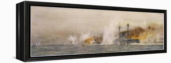 British Ships "Defence" and "Warrior" in Action at the Battle of Jutland-William Lionel Wyllie-Framed Premier Image Canvas