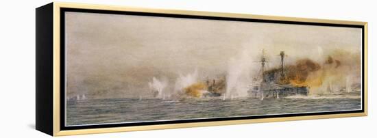 British Ships "Defence" and "Warrior" in Action at the Battle of Jutland-William Lionel Wyllie-Framed Premier Image Canvas