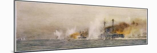 British Ships "Defence" and "Warrior" in Action at the Battle of Jutland-William Lionel Wyllie-Mounted Photographic Print