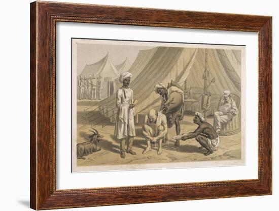 British Soldier Bathing in a Camp-Captain G.f. Atkinson-Framed Art Print