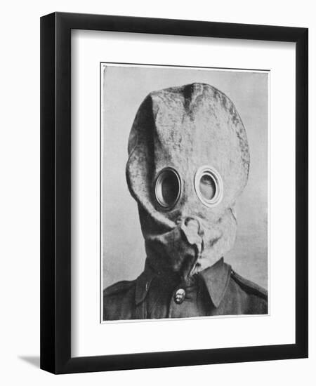 British Soldier in "Anti-Gas Helmet", Gas Mask-null-Framed Art Print