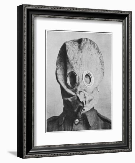 British Soldier in "Anti-Gas Helmet", Gas Mask-null-Framed Art Print