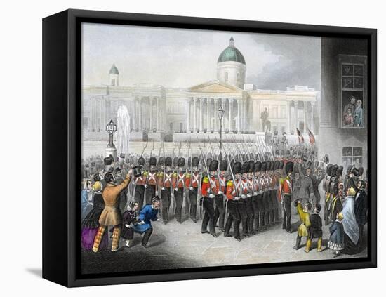 British Soldiers Leaving for the Crimean War (Russo-Turkish Wa) 1853-1856-null-Framed Premier Image Canvas