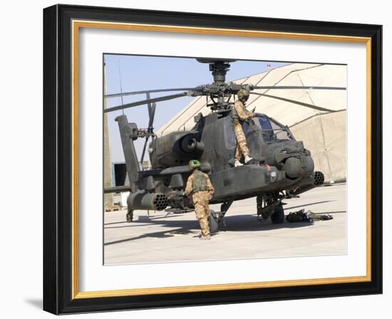 British Soldiers Perform Maintenance on an Apache Helicopter-Stocktrek Images-Framed Photographic Print