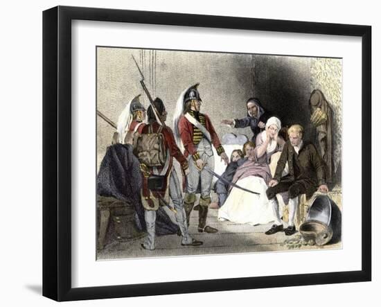 British Soldiers Quartered in an American Colonial Home, c.1770-null-Framed Giclee Print