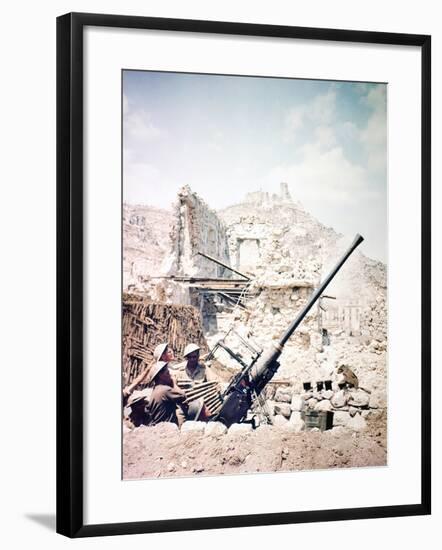 British Soldiers with a Bofors 40MM Anti-Aircraft Gun Below Monte Cassino, Italy, April 1944-null-Framed Photographic Print