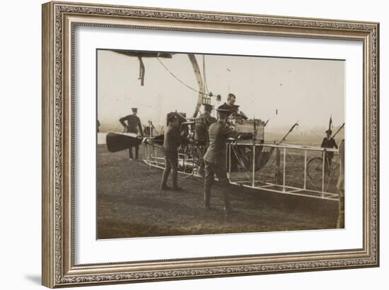 British Soldiers with a Military Airship-null-Framed Photographic Print