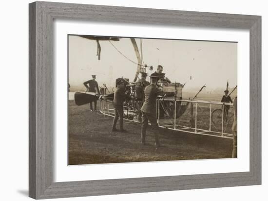 British Soldiers with a Military Airship-null-Framed Photographic Print