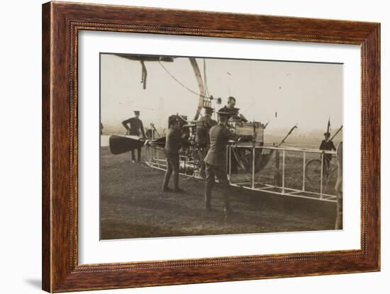 British Soldiers with a Military Airship-null-Framed Photographic Print