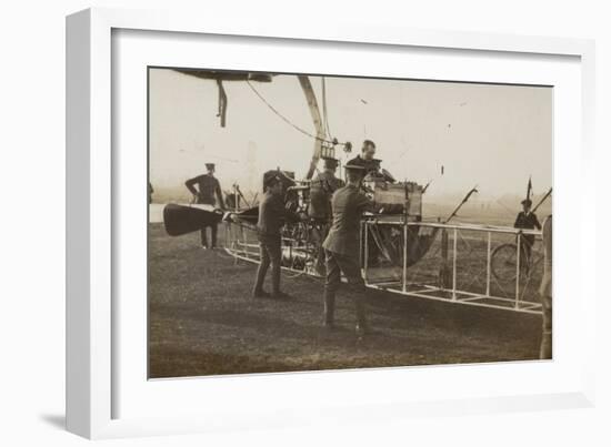 British Soldiers with a Military Airship-null-Framed Photographic Print