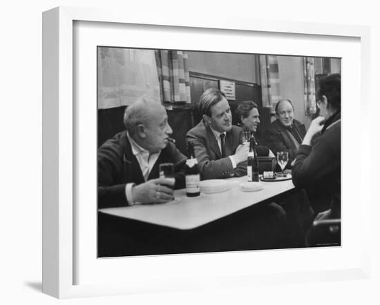 British Spy Thriller Writer David Cornwell Drinking Beer in Seamen's Pub-Ralph Crane-Framed Premium Photographic Print