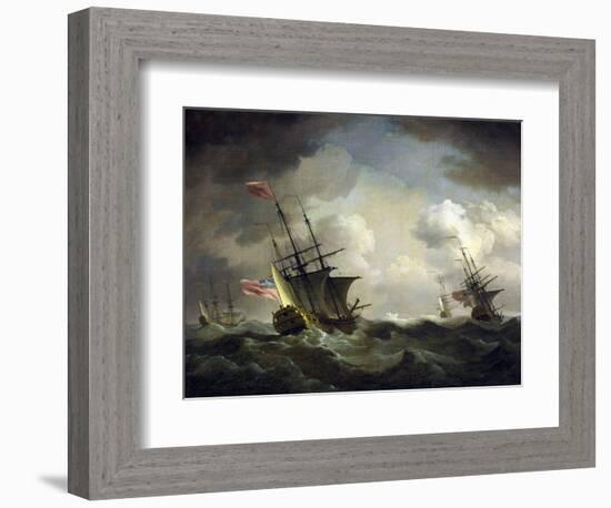 British Squadron Caught in the Wind. Oil on Canvas, 18Th Century, by Charles Brooking (1723-1759).-Charles Brooking-Framed Giclee Print