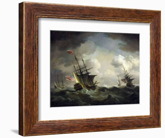 British Squadron Caught in the Wind. Oil on Canvas, 18Th Century, by Charles Brooking (1723-1759).-Charles Brooking-Framed Giclee Print