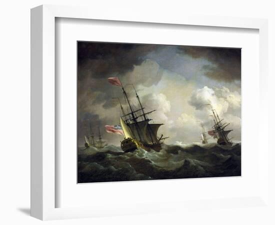 British Squadron Caught in the Wind. Oil on Canvas, 18Th Century, by Charles Brooking (1723-1759).-Charles Brooking-Framed Giclee Print