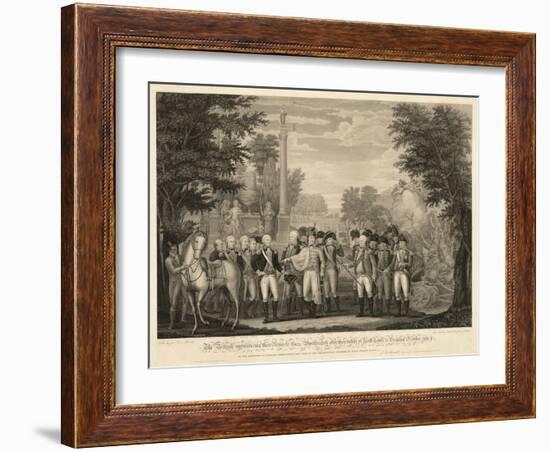 British Surrendering their Arms to General Washington after their Defeat at Yorktown-null-Framed Giclee Print