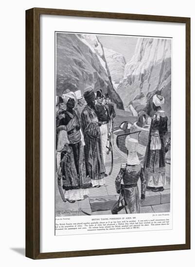 British Taking Possession of Aden, Illustration from 'Hutchinson's Story of the British Nation'-Richard Caton Woodville-Framed Giclee Print