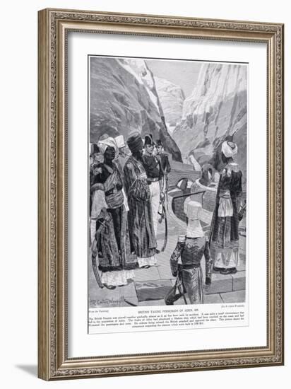 British Taking Possession of Aden, Illustration from 'Hutchinson's Story of the British Nation'-Richard Caton Woodville-Framed Giclee Print