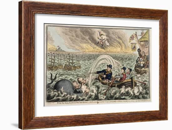 British Tars Towing the Danish Fleet into Harbour, or the Broadbottom Leviathan Trying to Swamp…-James Gillray-Framed Giclee Print