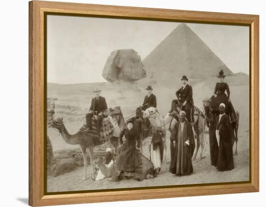 British Tourist Visiting the Pyramids of Giza-null-Framed Premier Image Canvas