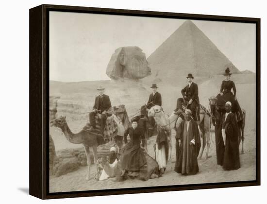 British Tourist Visiting the Pyramids of Giza-null-Framed Premier Image Canvas