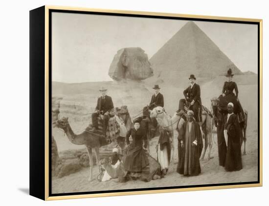 British Tourist Visiting the Pyramids of Giza-null-Framed Premier Image Canvas