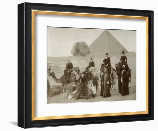 British Tourist Visiting the Pyramids of Giza-null-Framed Photographic Print