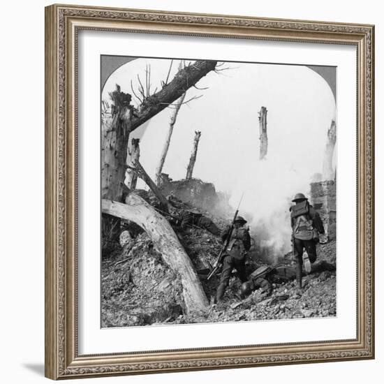 British Troops Attacking Germans Isolated in a Captured Village, World War I, C1914-C1918-null-Framed Photographic Print