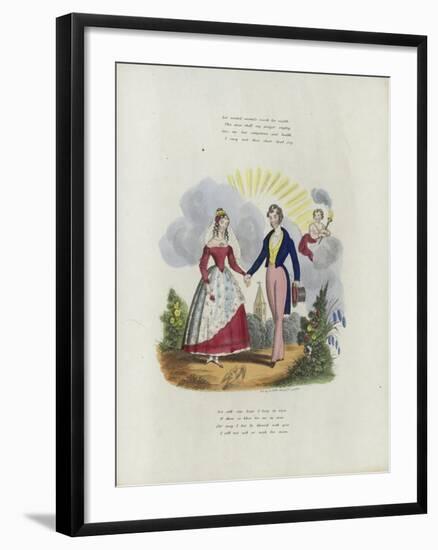 British Valentine Card with an Image of a Man and a Woman Holding Hands-null-Framed Giclee Print