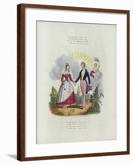 British Valentine Card with an Image of a Man and a Woman Holding Hands-null-Framed Giclee Print