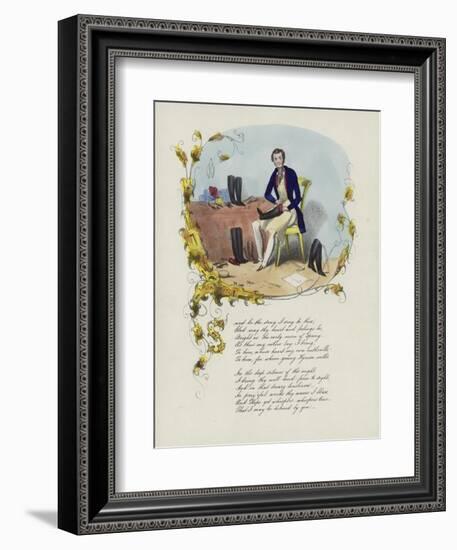 British Valentine Card with an Image of a Man Reparing Boots-null-Framed Giclee Print