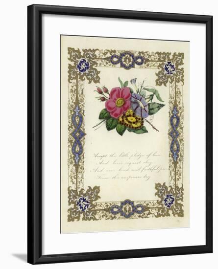 British Valentine Card with an Image of Flowers-null-Framed Giclee Print