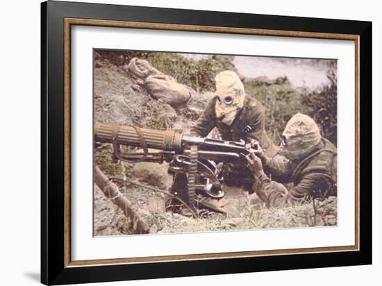 British Vickers Machine Gun Crew on the Some, Wearing Helmets as Protection Against German…-English Photographer-Framed Photographic Print