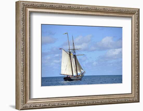 British Virgin Islands, Jost Van Dyke. Freedom Schooner Amistad under Sail-Kevin Oke-Framed Photographic Print