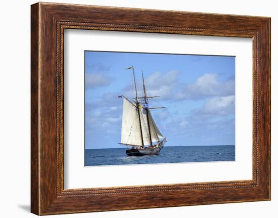 British Virgin Islands, Jost Van Dyke. Freedom Schooner Amistad under Sail-Kevin Oke-Framed Photographic Print