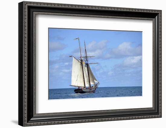 British Virgin Islands, Jost Van Dyke. Freedom Schooner Amistad under Sail-Kevin Oke-Framed Photographic Print