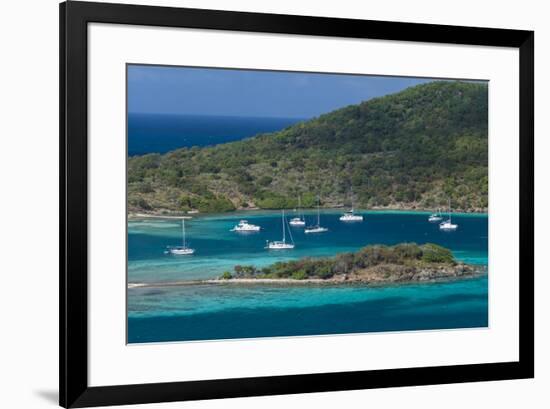 British Virgin Islands, Jost Van Dyke. Long Bay from Roach Hill-Walter Bibikow-Framed Photographic Print