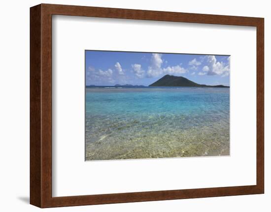 British Virgin Islands, Marina Cay. Shallow Reef at Marina Cay with Beef Island in the Background-Kevin Oke-Framed Photographic Print