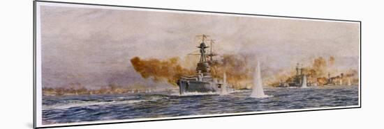 British Warships "Royal Oak" "Acasta" "Benbow" Superb" and "Canada" in Action-William Lionel Wyllie-Mounted Art Print