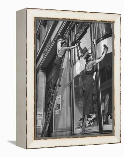 British Women Working For Window Cleaning Firm-Hans Wild-Framed Premier Image Canvas