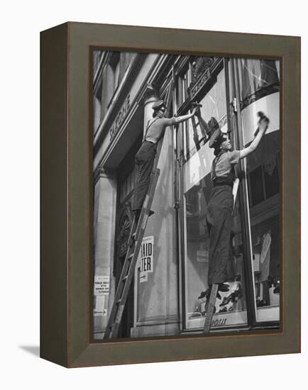 British Women Working For Window Cleaning Firm-Hans Wild-Framed Premier Image Canvas