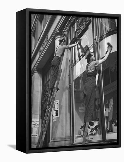British Women Working For Window Cleaning Firm-Hans Wild-Framed Premier Image Canvas