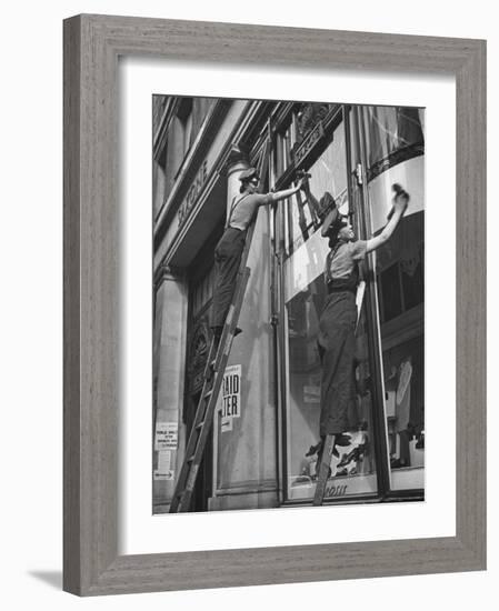 British Women Working For Window Cleaning Firm-Hans Wild-Framed Photographic Print