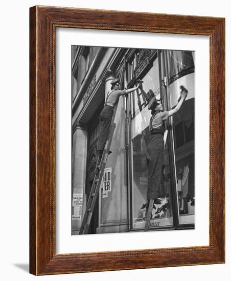 British Women Working For Window Cleaning Firm-Hans Wild-Framed Photographic Print