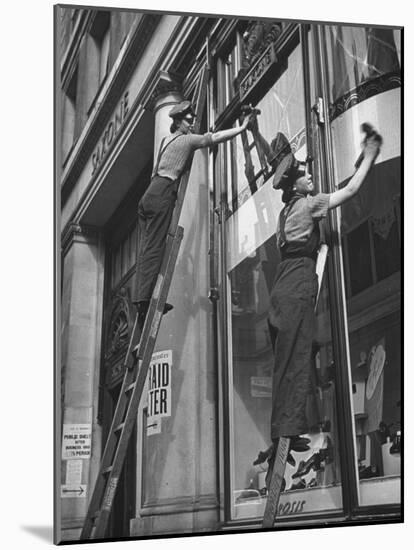 British Women Working For Window Cleaning Firm-Hans Wild-Mounted Photographic Print