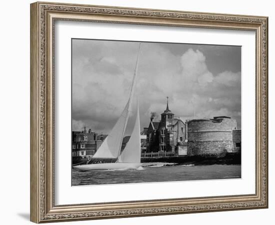 British Yacht Sceptre in Portsmouth Harbor, Making Trail Run For America's Cup Race-Mark Kauffman-Framed Photographic Print